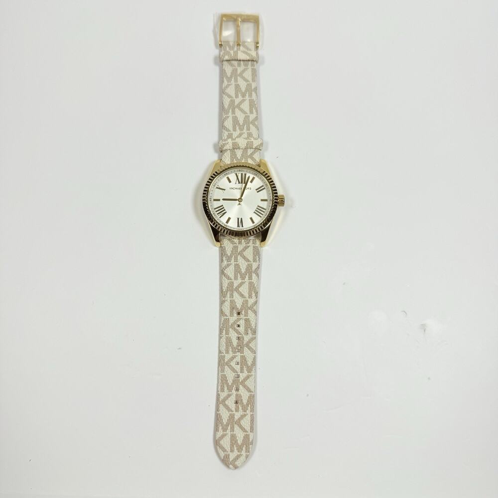 Michael Kors Lexington MK4745 Yellow Tone White Dial White Fabric Women’s Watch - Picture 4 of 4